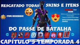 RESGATANDO TODAS AS SKINS E ITENS DO PASSE DE BATTLE TEMPORADA 4 [upl. by Nyladnohr294]