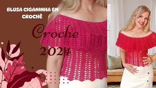 Como fazer blusa ciganinha em crochê [upl. by Jankell682]