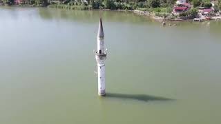 Drone FilmingSunken Minaret At Samsun Batik Minare minaret mosque lake barrage samsun turkey [upl. by Ellerret]