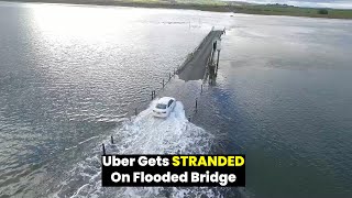 Driver Attempts to Cross causeway as Tide Comes In [upl. by Airliah]