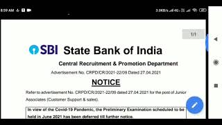 Sbi Clerk Exam Postponed 2021 [upl. by Oneida]