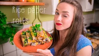 Ottolenghi inspired rice paper rolls with mango and aubergine [upl. by Kerge]