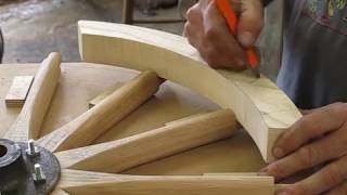 Making a wooden hand cart wheel wheelwright [upl. by Aleydis]