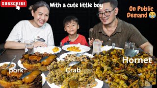 Pork Mukbang  Hornet amp crab  Northeast India mukbang mukbang [upl. by Cleo]