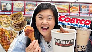 Trying EVERYTHING at TAIWAN COSTCO FOOD COURT boba bulgogi bake fried chicken combo pizza  more [upl. by Lucila]