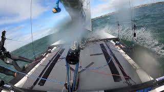 Nacra 15 Heavy Wind Sailing Upwind Training [upl. by Imefulo]