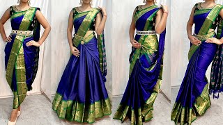 COTTON SILK SAREE DRAPING IN 4 ELEGANT STYLEELEGANT LEHENGA STYLE DRAPINGBEGINNERS SAREE DRAPING [upl. by Acisset]