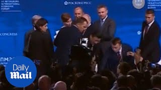 Chinas President grabbed by security as he almost tumbles off stage [upl. by Saudra772]