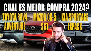 MAZDA CX5 vs TOYOTA RAV4 vs KIA SPORTAGE 2024🔴 VERSIONES INTERMEDIAS [upl. by Cinomod]