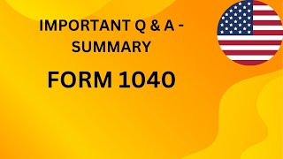 Important Question amp Answers  Key Points  Of Form 1040 US Individual Income Tax Return [upl. by Llednov]