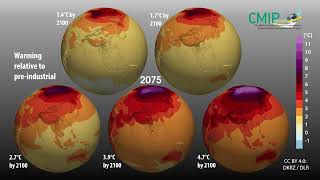 Mean temperature changes °C relative to 18501900 for five CMIP6 scenarios [upl. by Aronael318]