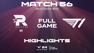 Full Highlights KT vs T1  Match 56  LCK Mùa Hè 2024 [upl. by Adorl805]