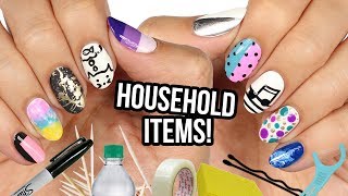 10 Nail Art Designs Using HOUSEHOLD ITEMS  The Ultimate Guide 7 [upl. by Copp]