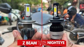 Best Led H4 Bulb For Motorcycle amp Cars  Z Beam vs Nighteye  Techno khan [upl. by Rohclem]