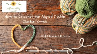 How To Crochet The Aligned Double Cluster StitchRIGHT HAND [upl. by Inor]