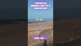 Yorkshire Air Ambulance Takes Off From Sandsend Beach YorkshireAirAmbulance shortsfeed shorts [upl. by Burnham]