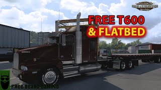 Retro Development’s FREE T600 amp Doepker Flatbed  Drive Into Canada  American Truck Simulator [upl. by Nylaehs666]