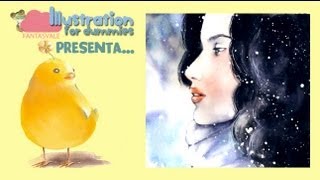 Acquerello tutorial RITRATTO  ragazza nella neve [upl. by Annuahsal501]