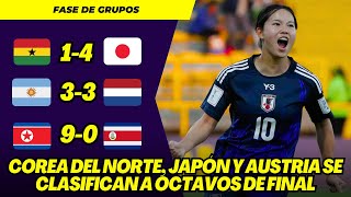 MUNDIAL FEMENINO SUB 20 2024 RESUMEN DÍA 6 JAPÓN COREA DEL NORTE Y AUSTRIA A OCTAVOS [upl. by Wendy]