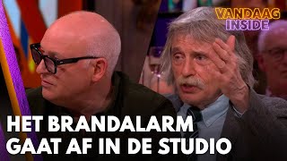 Brandalarm gaat af in Vandaag Insidestudio Johan gaat stoïcijns door  VANDAAG INSIDE [upl. by Mahau]