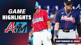 Braves vs Marlins Game Highlights 92124  MLB Highlights [upl. by Izmar]