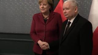 Spotkanie Prezesa PiS Jarosława Kaczyńskiego z Kanclerz Niemiec Angelą Merkel [upl. by Ahseken983]