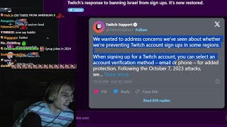 xQc Reacts to Twitchs Response to Banning Israel from Sign Ups [upl. by Ehud239]