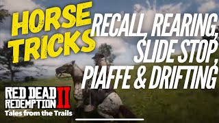 Red Dead Redemption 2 Horse Tricks  Rearing  Slide Stop  Piaffe  Drifting  Recall PS4 ONLY [upl. by Dalt]