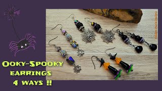 Lets make 4 pairs of fun Halloween earrings [upl. by Ellerihs]