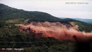 Brazil 2019  The exact moment a dam burst in Brumadinho Brazil on 25 January 2019 [upl. by Hodges]