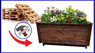 Planter Box from Pallets  DIY Raised Flower or Vegetable Bed [upl. by Agathe]