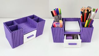 DIY Desktop Organizer Waste Paper  Recycle waste paper  Desk Organizer  Paper Crafts [upl. by Soll]