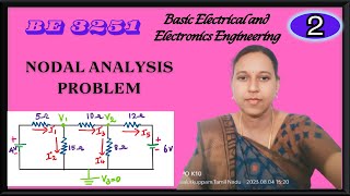 Nodal Analysis Problem No1BEEEBE3251 Basic Electrical and Electronics Engineering Unit 1 [upl. by Willyt]