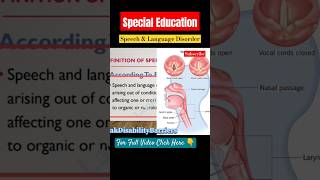 Definition Of Speech amp Language Disordershorts specialeducation education short viralvideo [upl. by Dibbell]