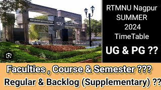 RTMNU Nagpur Summer 2024 TimeTable  RTMNU Nagpur Regular amp Supplementary Backlog Kapil Sidam [upl. by Thanos]