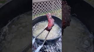 Fried Sticky Ribs Recipe  Over The Fire Cooking by Derek Wolf [upl. by Jac]