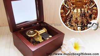 Wooden Wind Up Clorkwork Hurdy Gurdy Sankyo Music Box Phantom of the Opera Masquerade Slow Version [upl. by Noy]