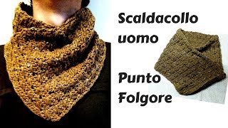 Scaldacollo da uomo Punto Folgore  uncinetto facile  Man scarf crochet [upl. by Riess]