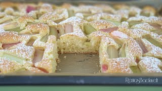 Rhabarberkuchen mit Streuseln vom Blech  Rhubarb Cake with Crumbles from the Tray [upl. by Claiborn]