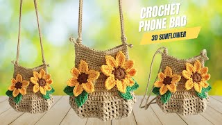 Crochet ELEGANT SUNFLOWER BAG quot TAS RAJUT BUNGA MATAHARI  SUBTITLE [upl. by Pohsib717]