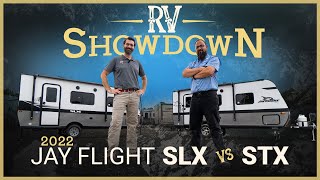 RV Showdown  STX vs SLX Jayco Jay Flight with the 2022 195RB Travel Trailer Camper at Southern RV [upl. by Dolores]