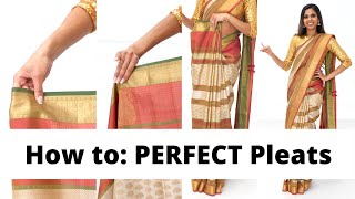 EASY Saree Pleating Tutorial  How to Pleat for beginners  Tia Bhuva [upl. by Lamont]