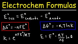 Electrochemistry Formulas  Gibbs Free Energy Equilibrium K Cell Potential Nernst Equation [upl. by Luapnhoj596]