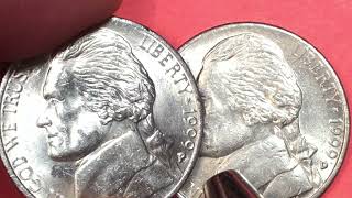 Look For These In Your Change  US 1999 Jefferson 5 Cents Coins  United States Nickels Worth Money [upl. by Kapor]