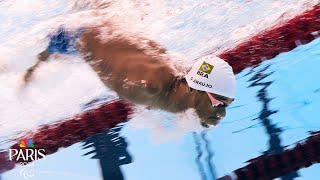 Brazils Rocket Man DOES IT AGAIN as Araujo takes 200m free gold in Paris  NBC Sports [upl. by Aloivaf]