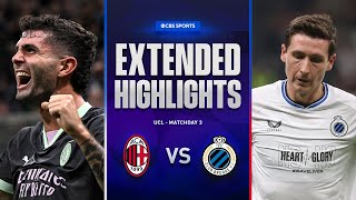 AC Milan vs Club Brugge Extended Highlights  UCL League Phase MD 3  CBS Sports Golazo [upl. by Atikahs986]