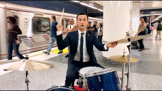 Joseph GordonLevitt plays the drums in a subway [upl. by Iot880]