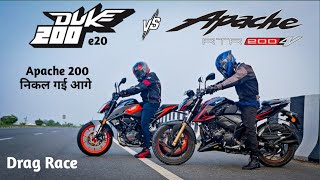 KTM Duke 200 Vs Apache RTR 200 4V  Drag Race [upl. by Nnayllas695]