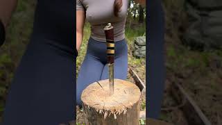 Pretty WOMAN knows how to handle a knife🔪 camping survival bushcraft outdoors [upl. by Hajidahk767]