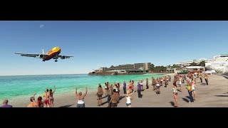 St Martin Princess Juliana Short Landing Cockpit view [upl. by Nolyarb955]